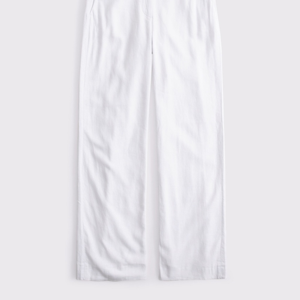 Abercrombie Tailored Linen-Blend White Wide-Leg Pants